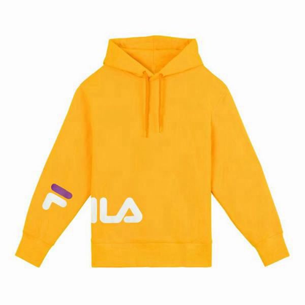 Fila Logo Men's Hoodies - Yellow,NZ 526-71463